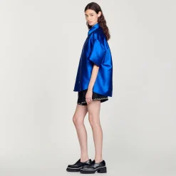Fashion Oversized Satin Shirt Women Matching Sets