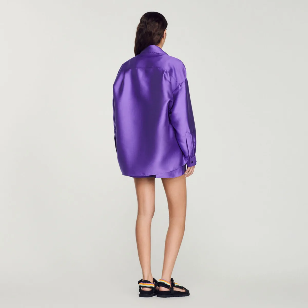 Best Sale Oversized Satiny Shirt Women Matching Sets