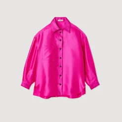 Cheap Oversized Satiny Shirt Women Matching Sets