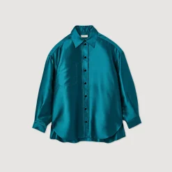 Discount Oversized Satiny Shirt Women Matching Sets