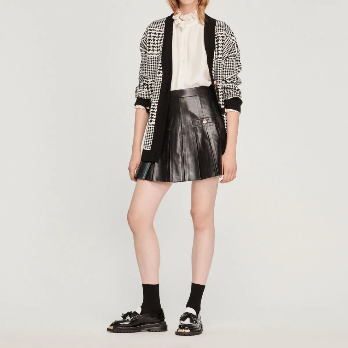 Clearance Pleated Short Leather Skirt Women Skirts
