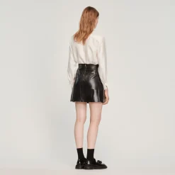 Clearance Pleated Short Leather Skirt Women Skirts