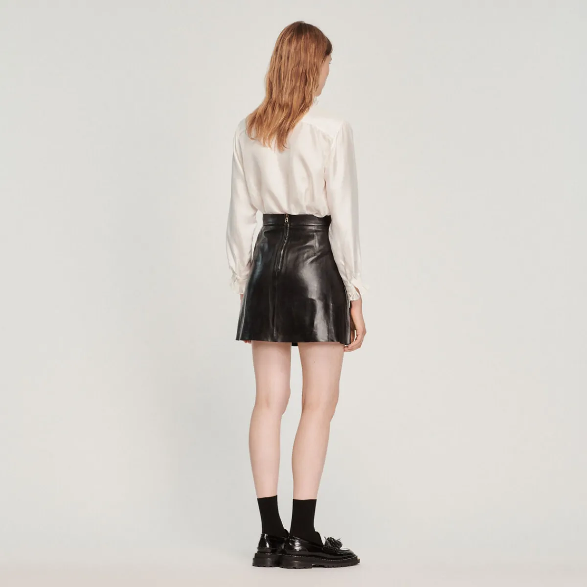 Clearance Pleated Short Leather Skirt Women Skirts
