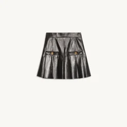 Clearance Pleated Short Leather Skirt Women Skirts