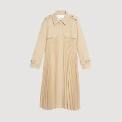 Outlet Pleated Trench Coat With Belt Women Coats