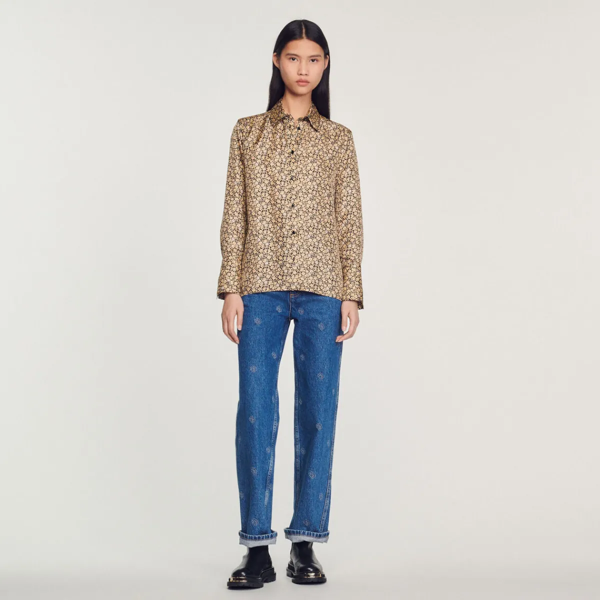 Outlet Printed Silk Shirt Women Tops & Shirts
