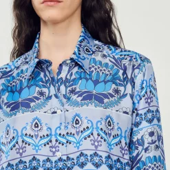 Cheap Printed Silk Shirt Women Matching Sets