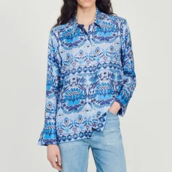 Cheap Printed Silk Shirt Women Matching Sets