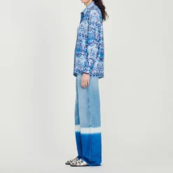Cheap Printed Silk Shirt Women Matching Sets