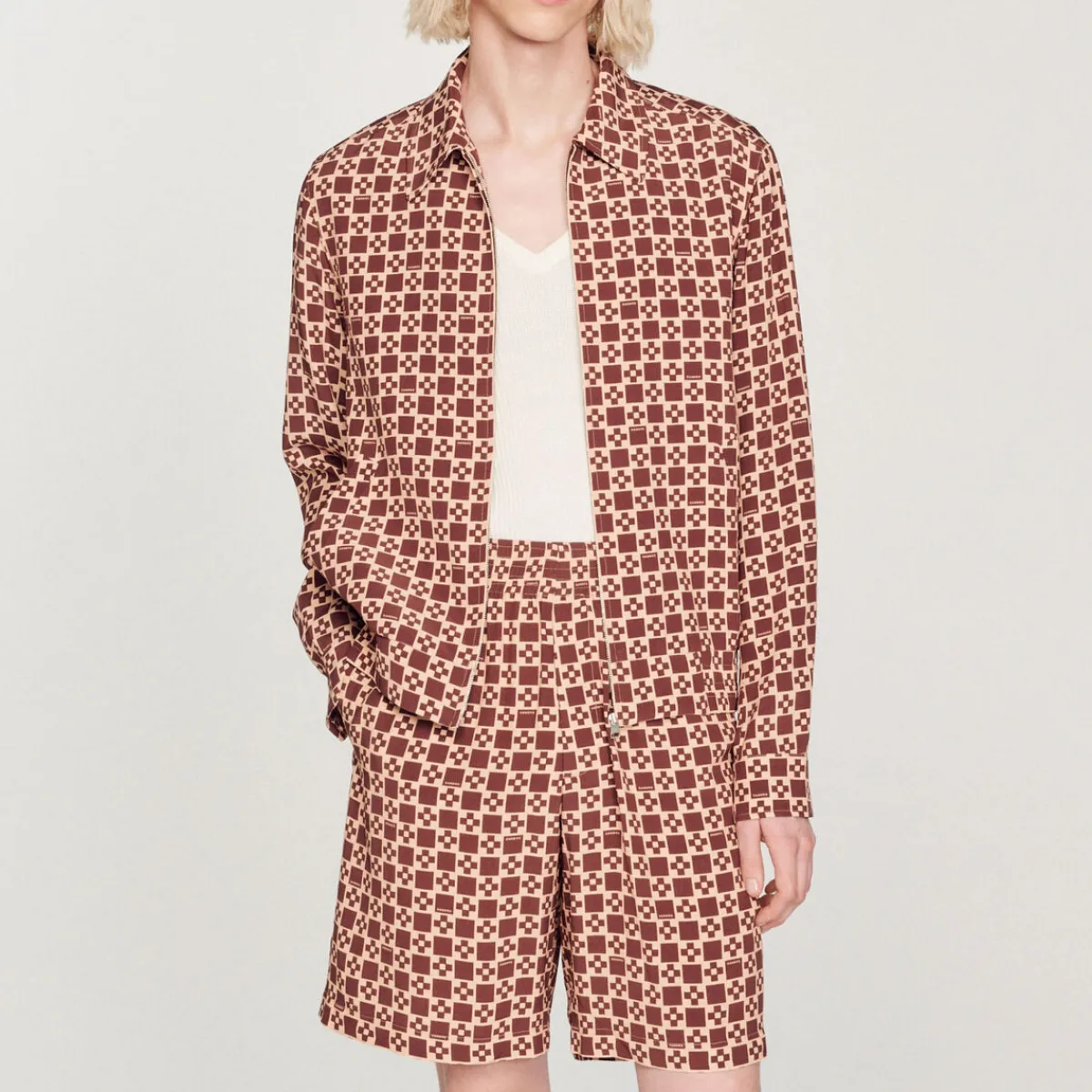 Best Sale Printed Square Cross Jacket Men Jackets
