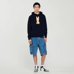 Hot Rabbit Print Hoodie Men Sweatshirts