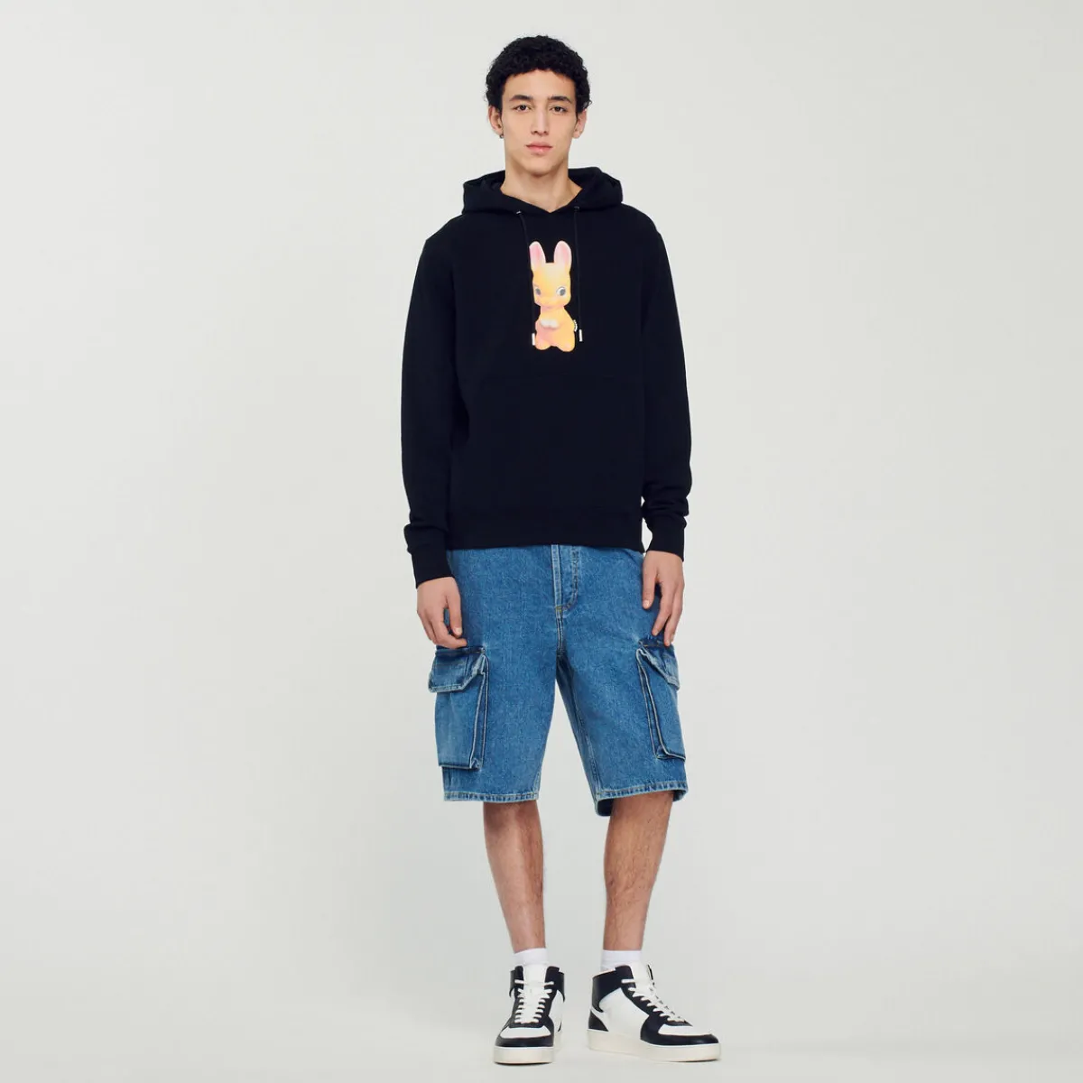 Hot Rabbit Print Hoodie Men Sweatshirts