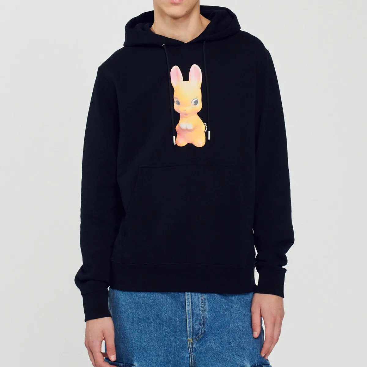 Hot Rabbit Print Hoodie Men Sweatshirts