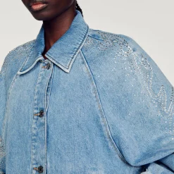 Best Rhinestone Denim Jacket Women Jackets & Blazers