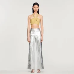 Discount Rhinestone-Embellished Crop Top Women Matching Sets