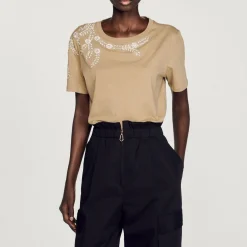 Online Rhinestone-Embellished T-Shirt Women T-Shirts