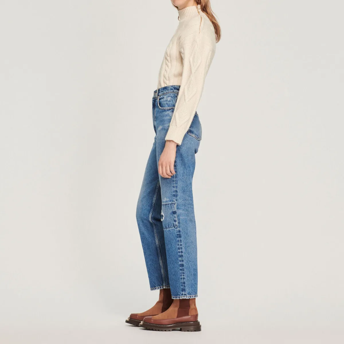 Online Ripped Straight-Leg Jeans Women Jeans