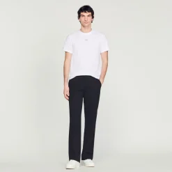 New Sandro Embroidered T-Shirt Men T-Shirts & Polos