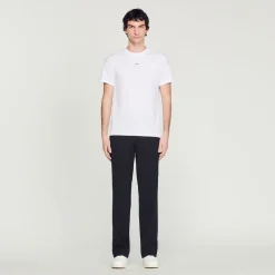 New Sandro Embroidered T-Shirt Men T-Shirts & Polos