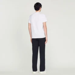 New Sandro Embroidered T-Shirt Men T-Shirts & Polos