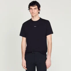 Hot Sandro Embroidered T-Shirt Men T-Shirts & Polos
