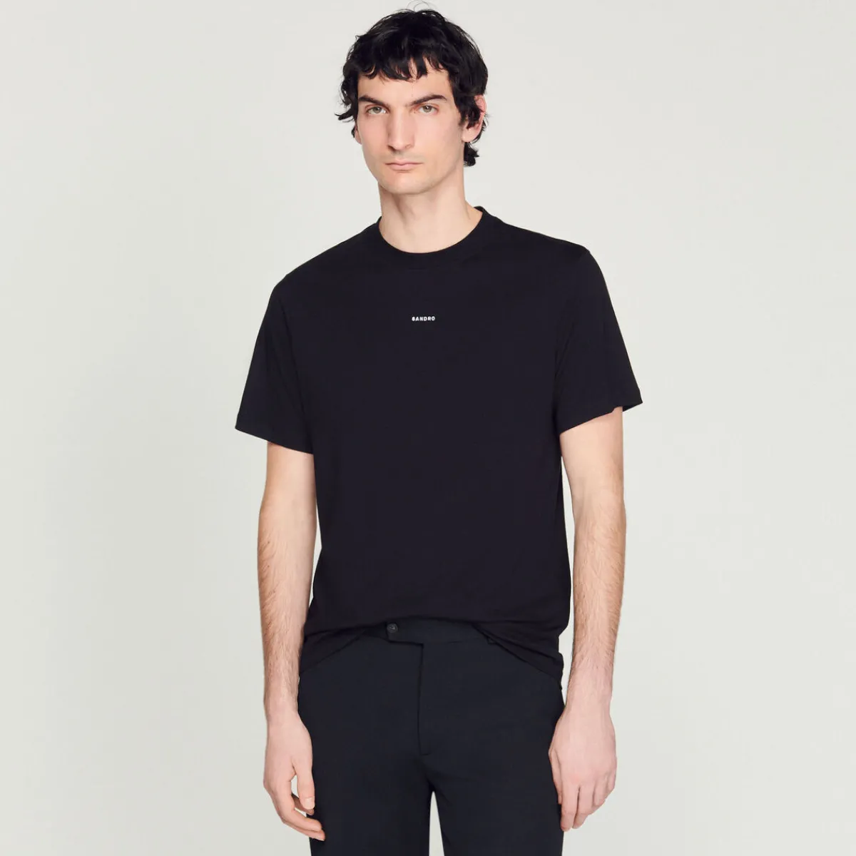 Hot Sandro Embroidered T-Shirt Men T-Shirts & Polos