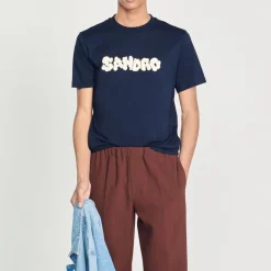 Clearance Sandro Embroidery T-Shirt Men T-Shirts & Polos
