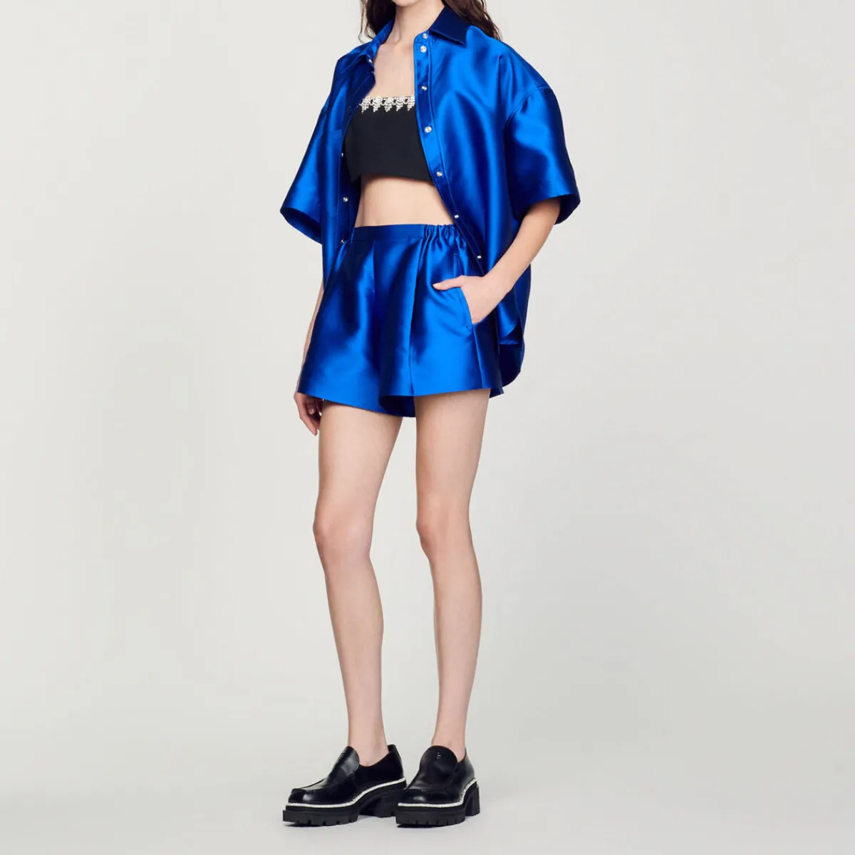 Cheap Satin Shorts Women Matching Sets