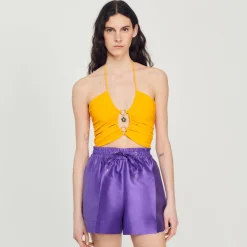 Outlet Satiny Wide-Leg Shorts Women Matching Sets