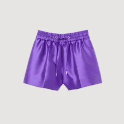 Outlet Satiny Wide-Leg Shorts Women Matching Sets