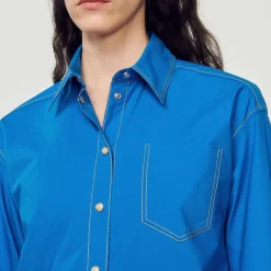 Store Shirt With Topstitched Details Women Tops & Shirts