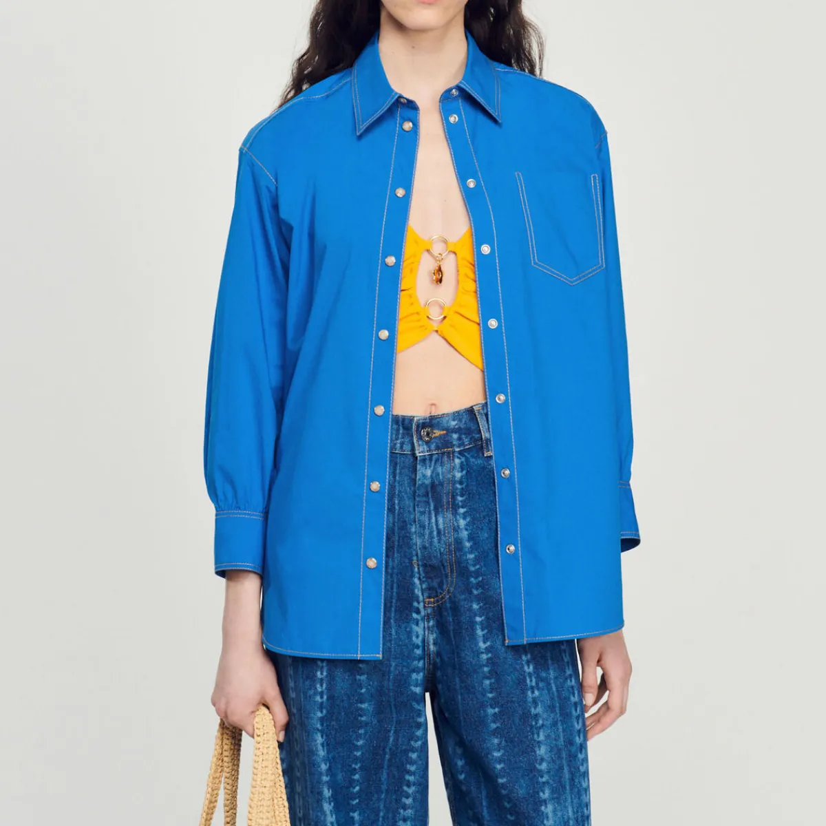 Store Shirt With Topstitched Details Women Tops & Shirts