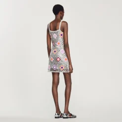 Fashion Short Crochet And Sequin Dress Women Dresses