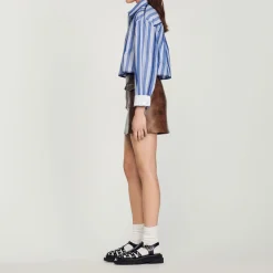 Shop Short Distressed Leather Skirt Women Skirts