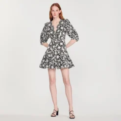 Cheap Short Dress In Embroidered Fabric Women Dresses