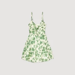 Hot Short Dress With Palm Tree Print Women Dresses