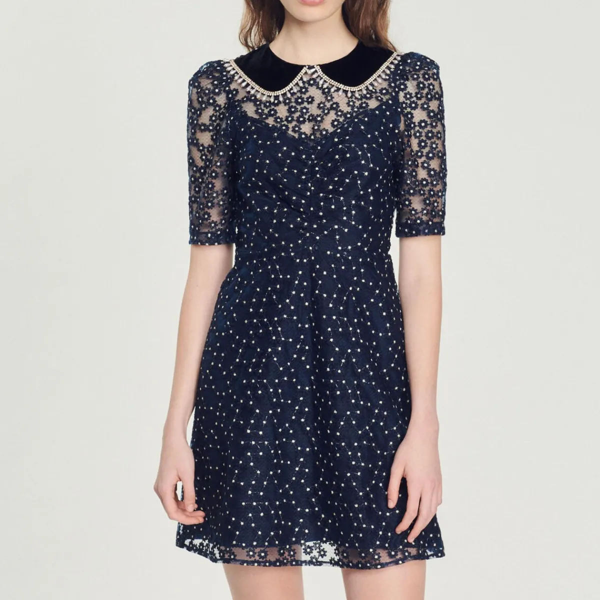Fashion Short Dress With Peter Pan Collar Women Dresses