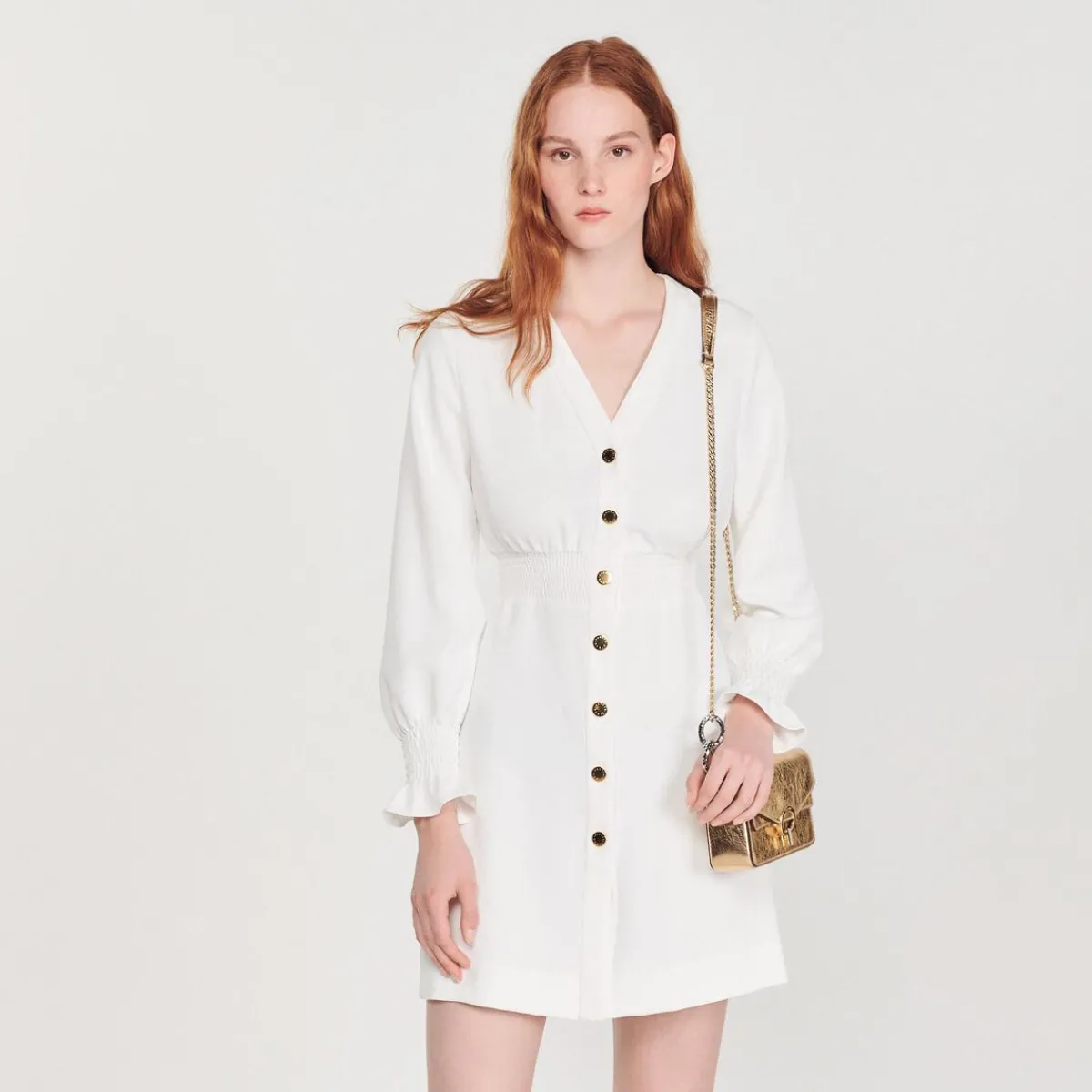 Store Short Dress With Press Studs Women Dresses
