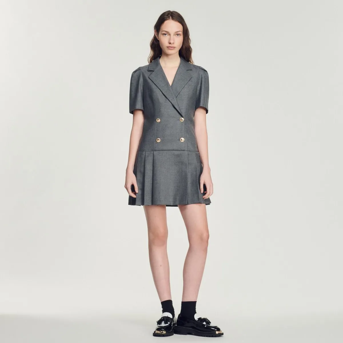Store Short Dress With Tailored Collar Women Dresses