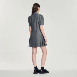 Store Short Dress With Tailored Collar Women Dresses