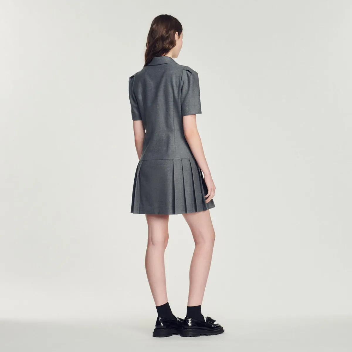 Store Short Dress With Tailored Collar Women Dresses