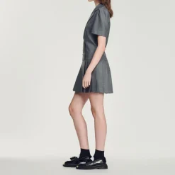 Store Short Dress With Tailored Collar Women Dresses