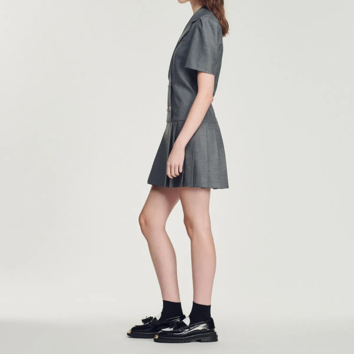 Store Short Dress With Tailored Collar Women Dresses