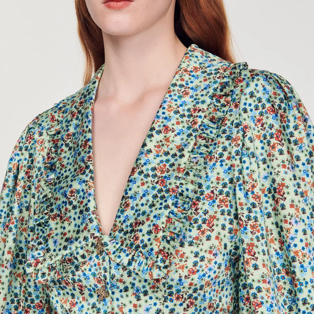 Outlet Short Flowing Dress With Floral Print Women Dresses