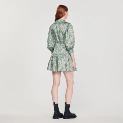 Outlet Short Flowing Dress With Floral Print Women Dresses