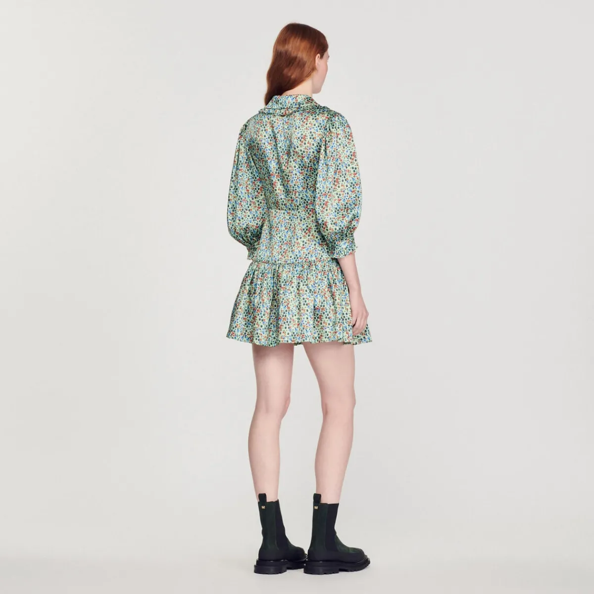 Outlet Short Flowing Dress With Floral Print Women Dresses