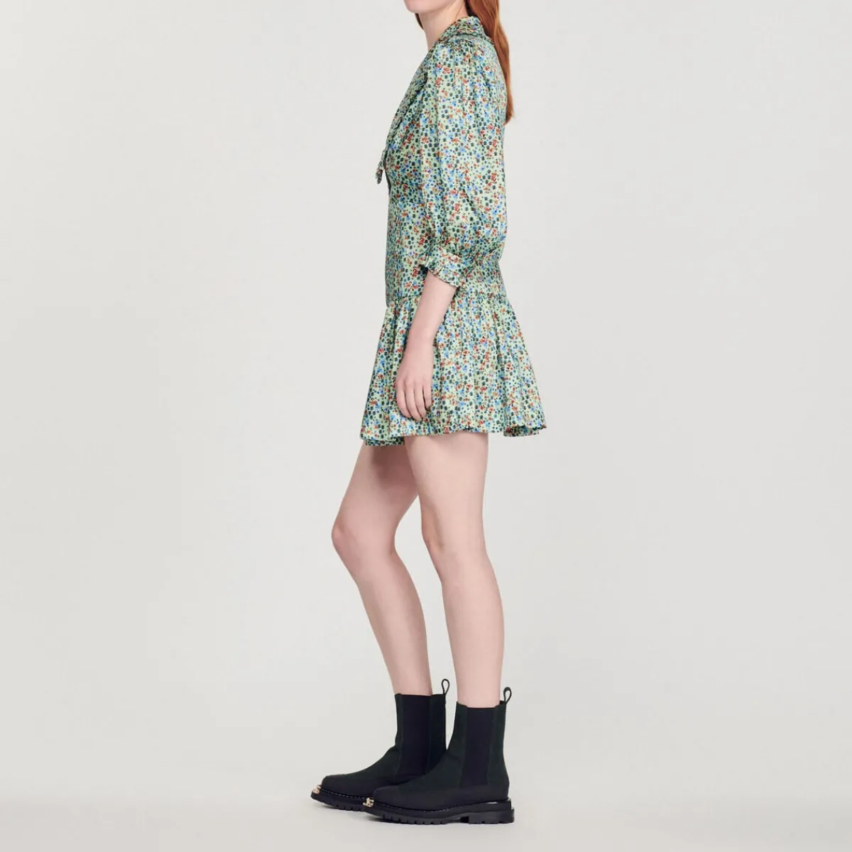 Outlet Short Flowing Dress With Floral Print Women Dresses