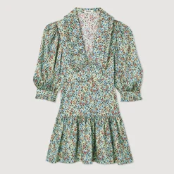 Outlet Short Flowing Dress With Floral Print Women Dresses