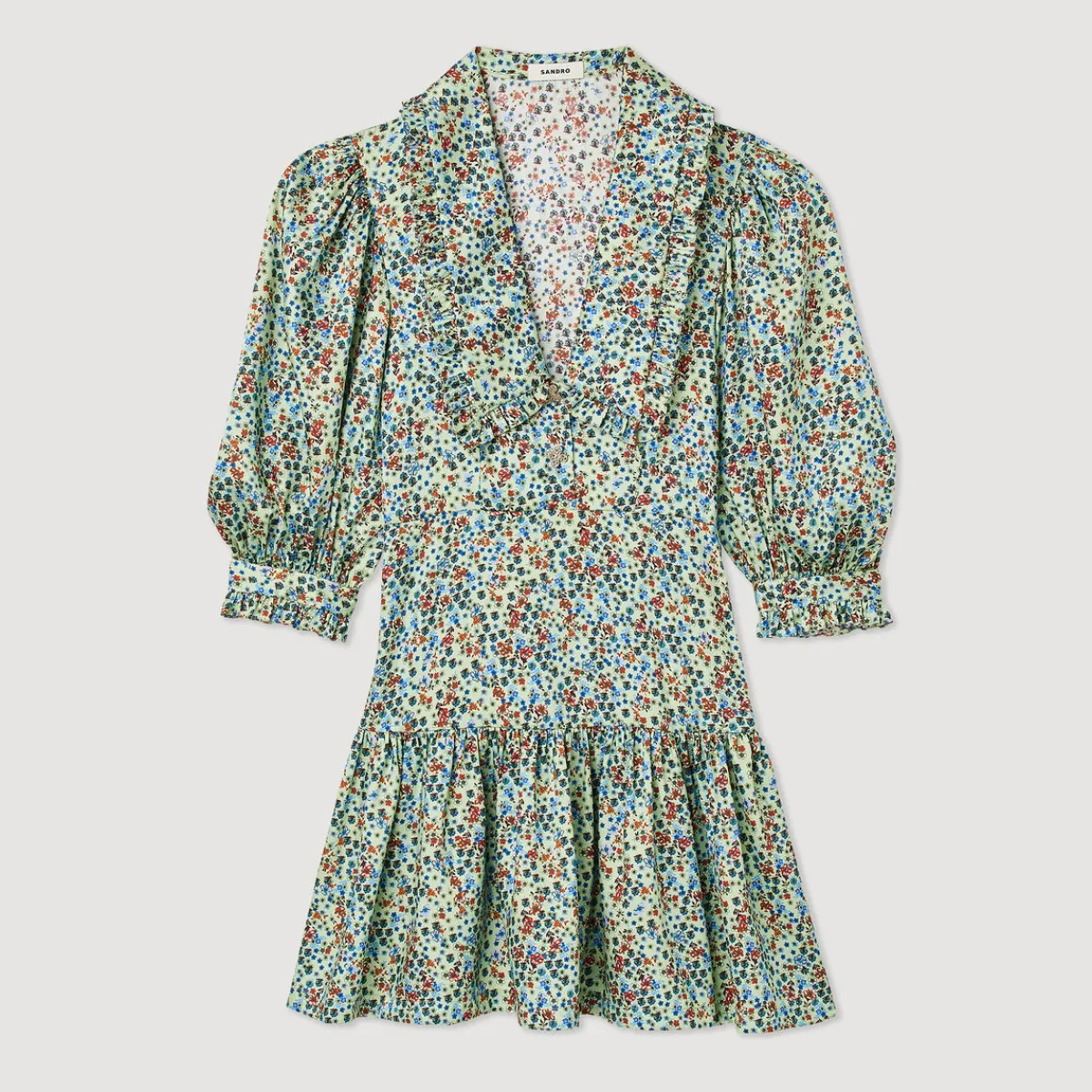 Outlet Short Flowing Dress With Floral Print Women Dresses