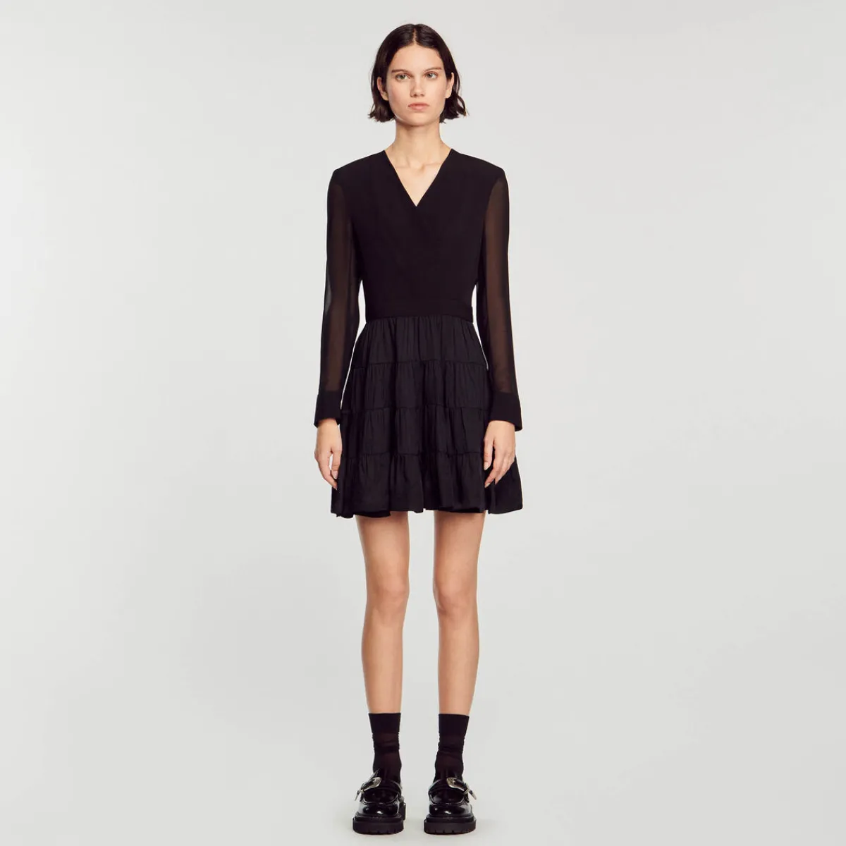 Hot Short Flowing Dual-Fabric Dress Women Dresses